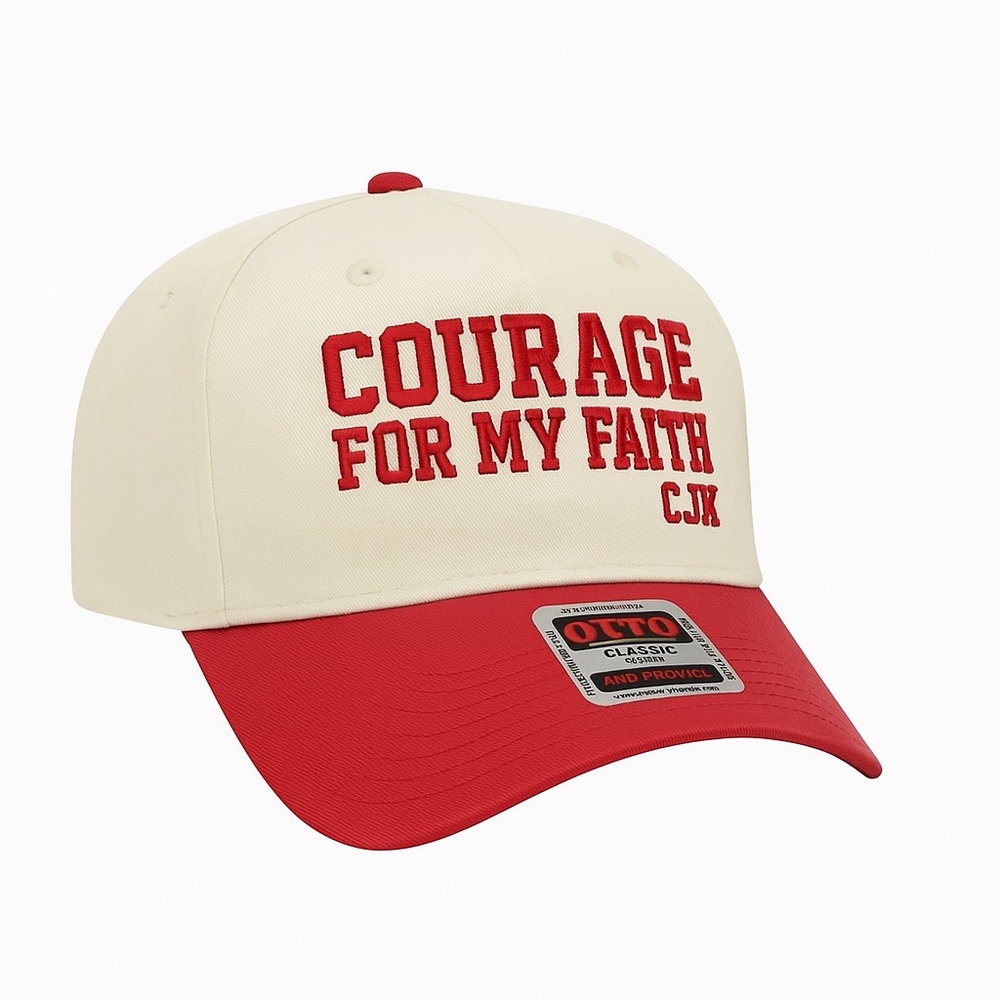 Courage For My Faith Hat Red /Natural Otto 31-069 SnapBack Charlie Kirk CJK